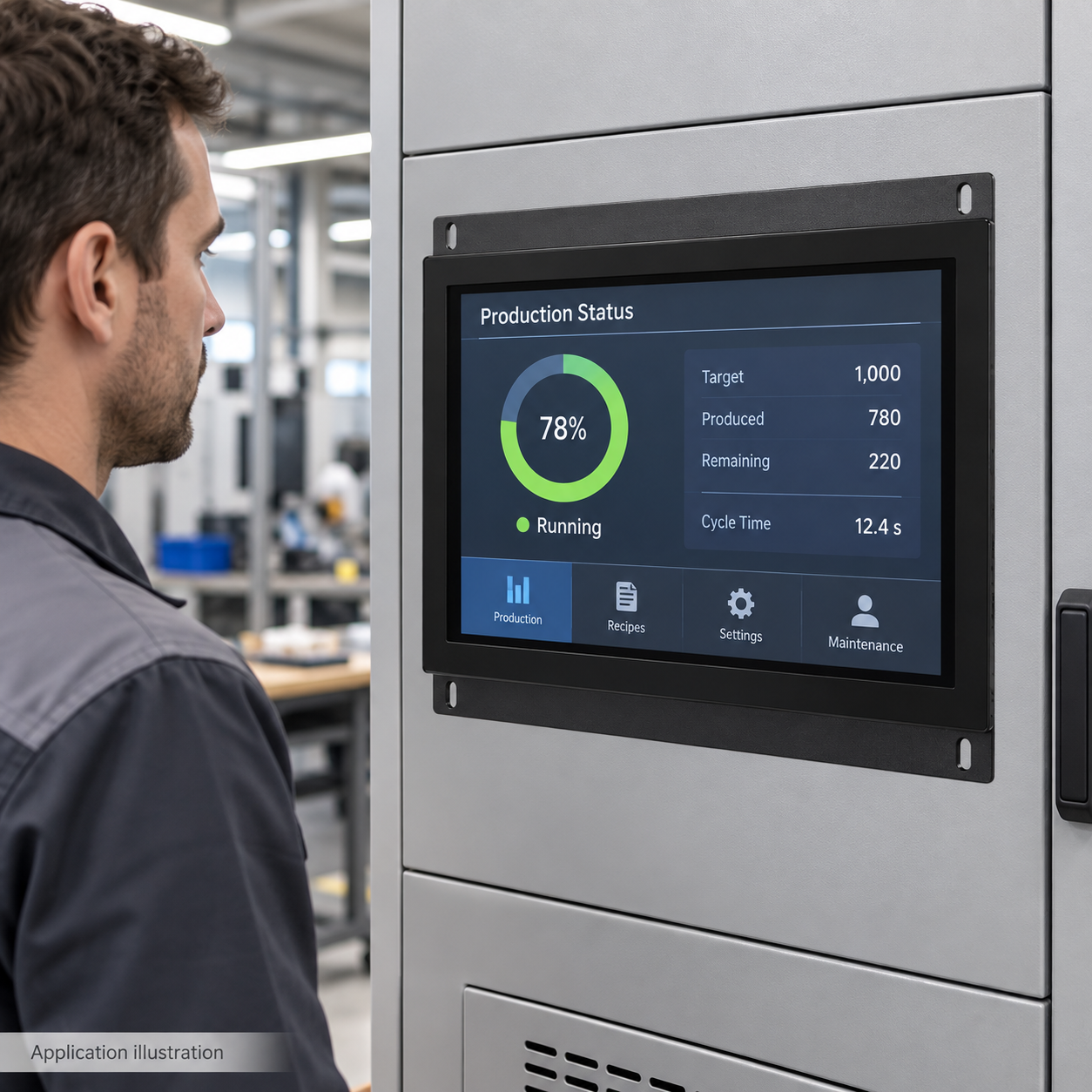 Open frame display in an industrial control application